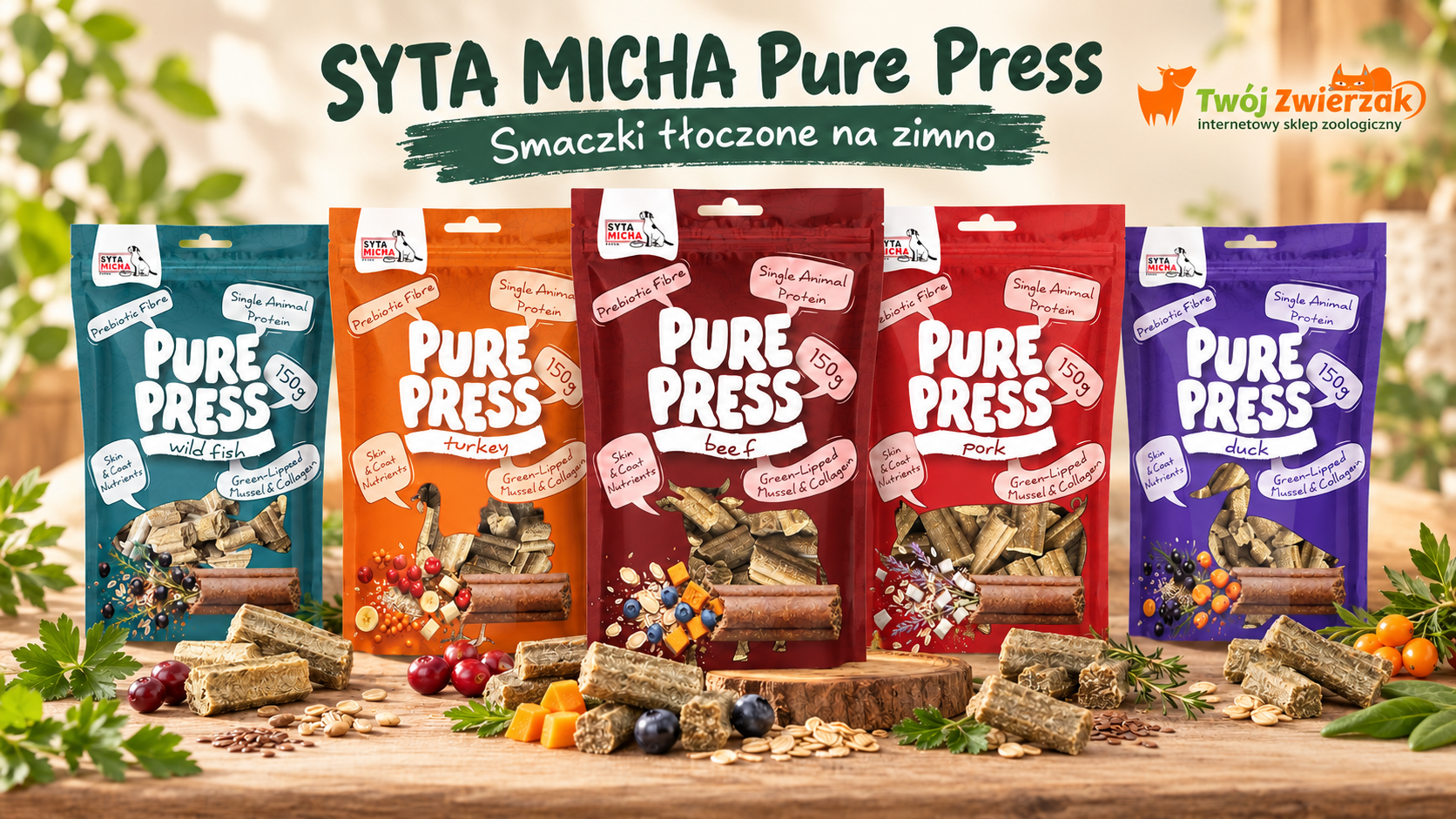 SYTA MICHA Pure Press – jakie smaczki tłoczone na zimno wybrać dla psa?