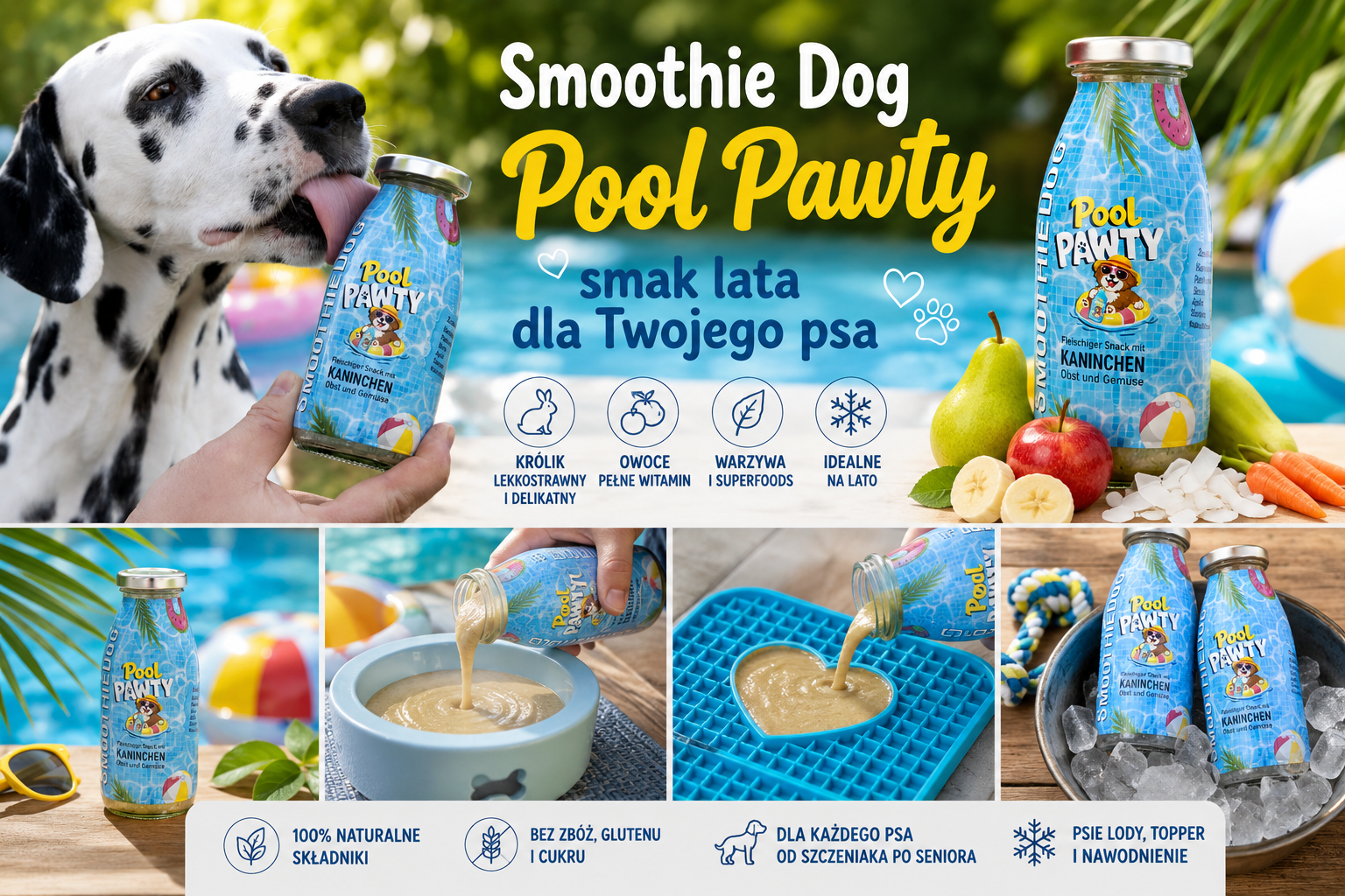 Smoothie Dog Pool Pawty – smak lata dla Twojego psa. Zdrowe smoothie, lody i nawodnienie w jednym