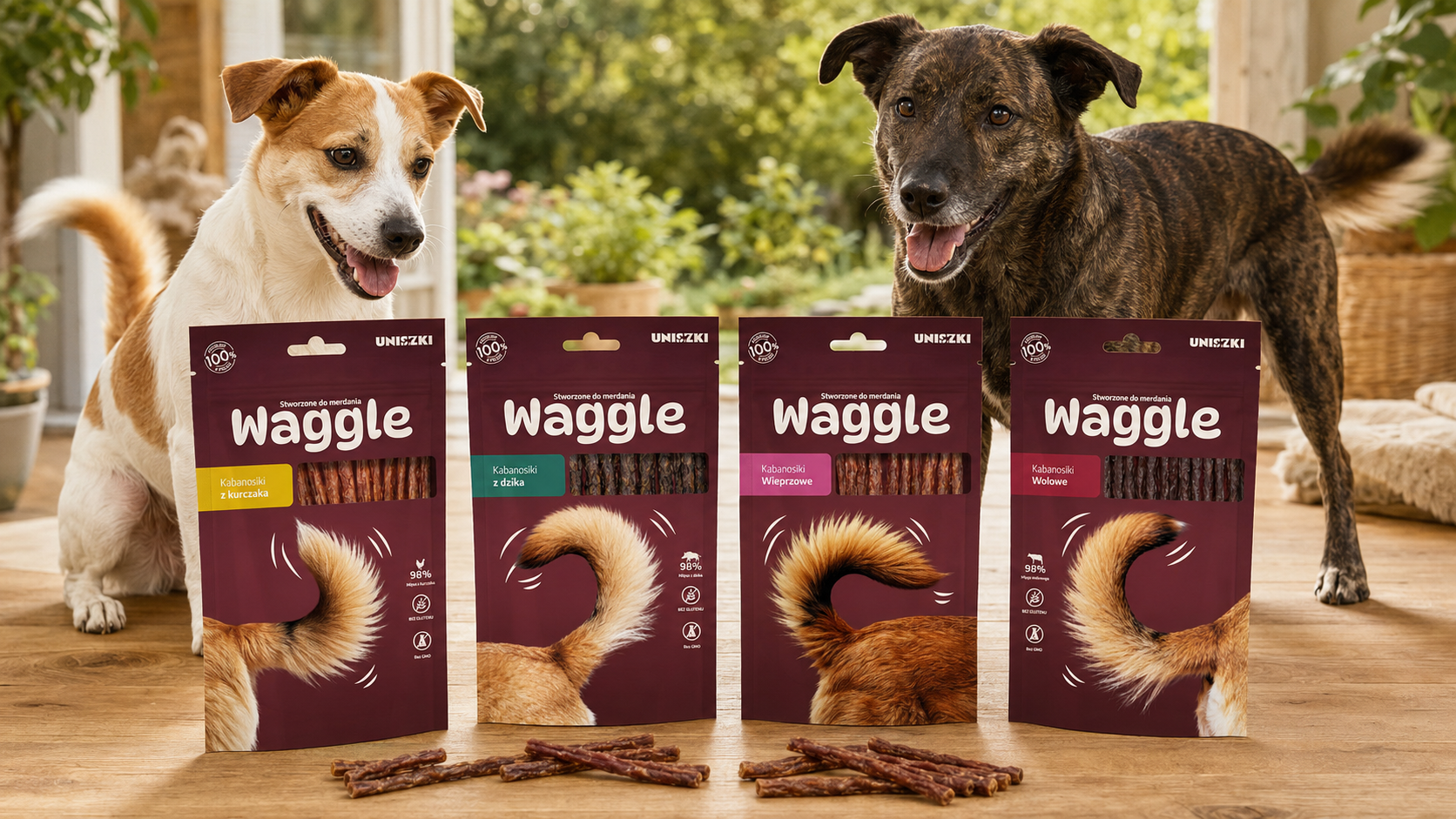 UNISZKI Waggle – miękkie kabanosy dla psa. Który smak wprawi ogon w ruch?